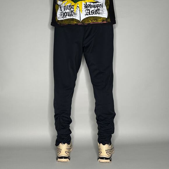 Vintage 90s Nike Sweatpants Mens M Black Grey Swoosh Zippers Polyester Joggers - Picture 3 of 4